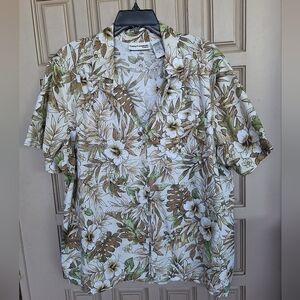 Cathy Essentials Woman Hawaiian Shirt Plus Sz1X Cotton Neutral Colors Comfy Cozy
